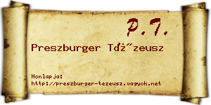 Preszburger Tézeusz névjegykártya